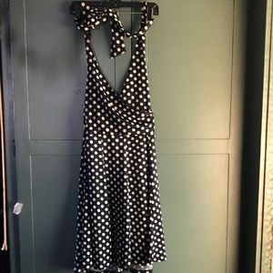 Sourpuss black & white halter swing dress